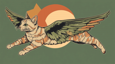 Cartoon Cat with Wings Patch