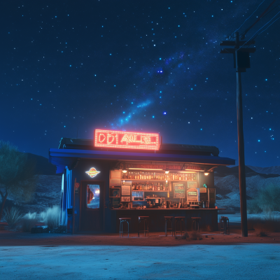 Desert Dive Bar at Night