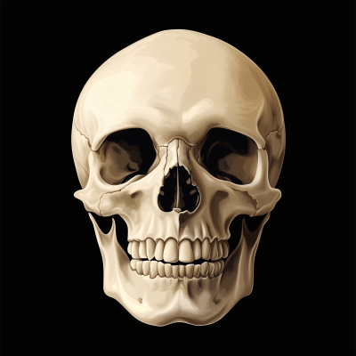 Realistic Skull on Black Background