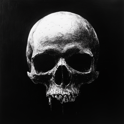 Realistic Skull on Black Background