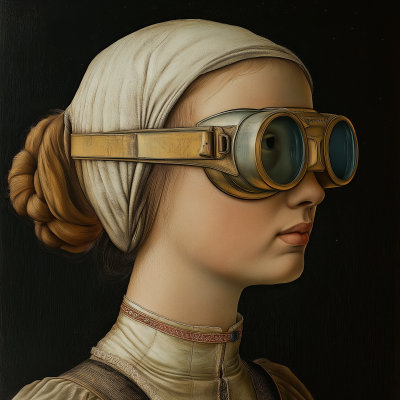 Renaissance Woman with Futuristic Goggles