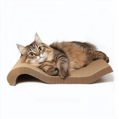 Cute Cat Relaxing on Scratching Board