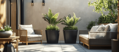 Outdoor Courtyard with Flower Pots