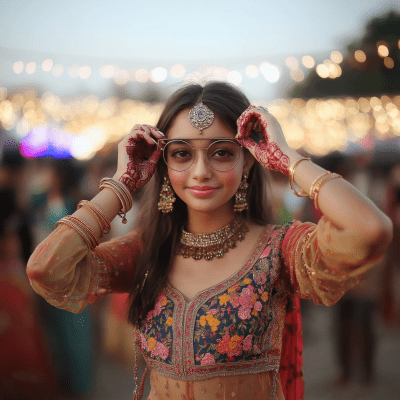 Indian Girl at Navratri Celebration