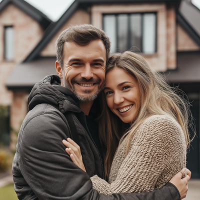 Happy Couple Celebrating Property Purchase