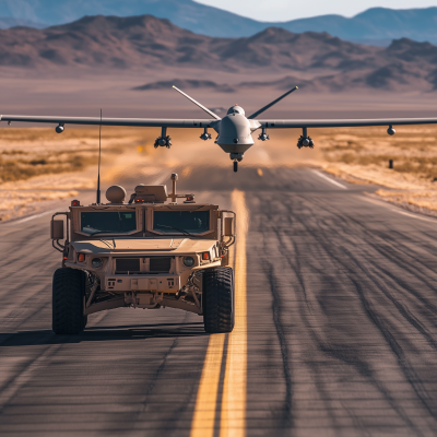 Military Vehicle and Drone