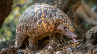 Pangolin Eating Termites