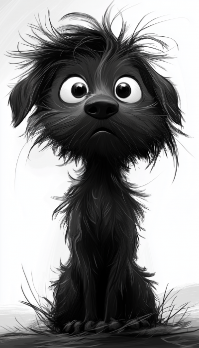 Cartoon Dog with Bad Hair Day