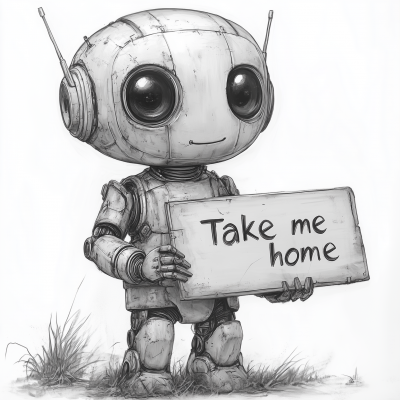 Cute Cyborg Line Art