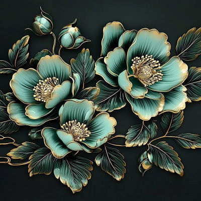 Green Ceramic Flowers