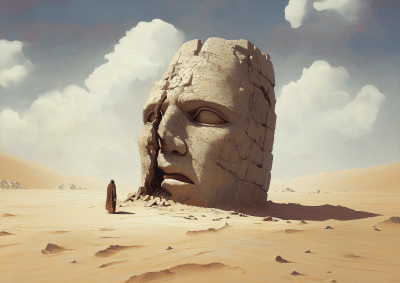 Ruined Statue in the Desert