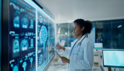 Healthcare Staff Interacting with AI Predictions