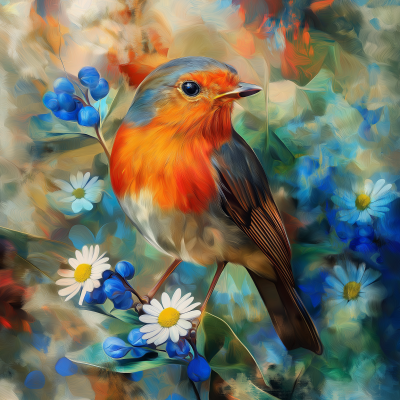 Watercolor Red Robin