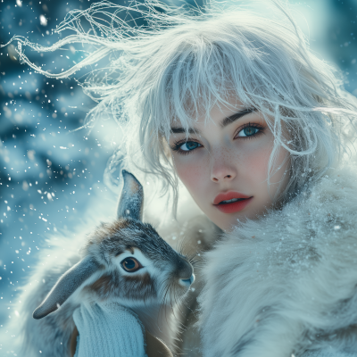woman in snow storm