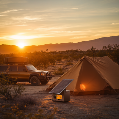 Desert Camping at Sunset