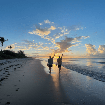 Surprised Couple at Sunset