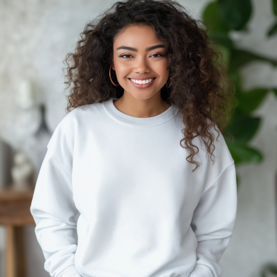 Stylish Woman in Oversized Sweatshirt