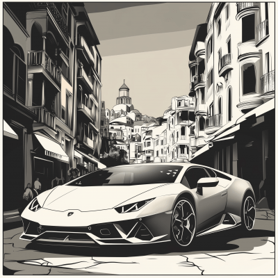 Monochrome Lamborghini Illustration