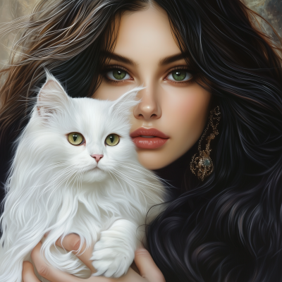 Gorgeous Goddess with Cat