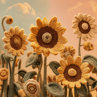 Surreal Crocheted Sunflowers