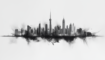 Minimalist Black and White Skyline