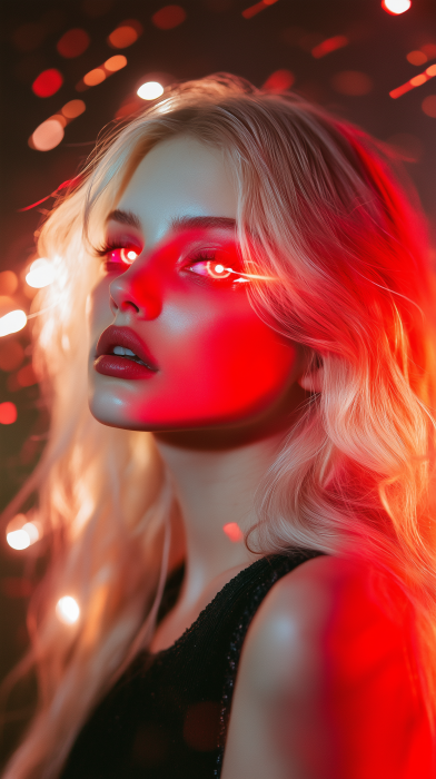 Blonde Woman with Red Eyes