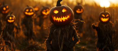 Halloween Jack-o’-Lanterns with Scarecrows