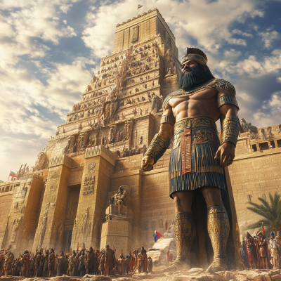 King Nimrod in Front of the Tower of Babylon