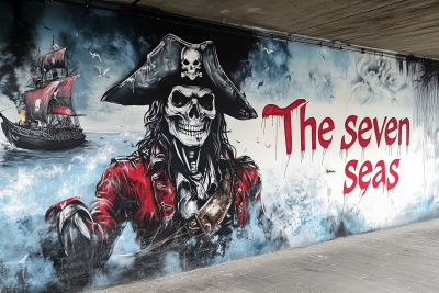 Skeleton Pirate Captain Street Art