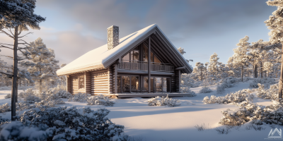 Modern Timber Log House in Sälen