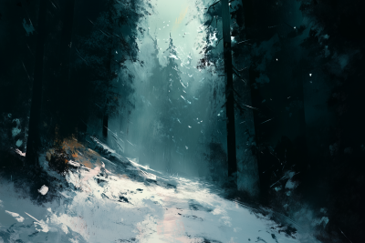 Creepy Winter Forest Landscape