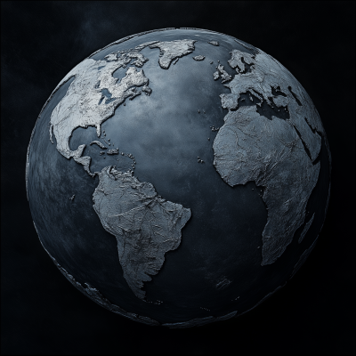 Dramatic Dark Grayscale Map of Earth