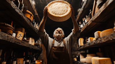 Elderly Man in Wine Cellar