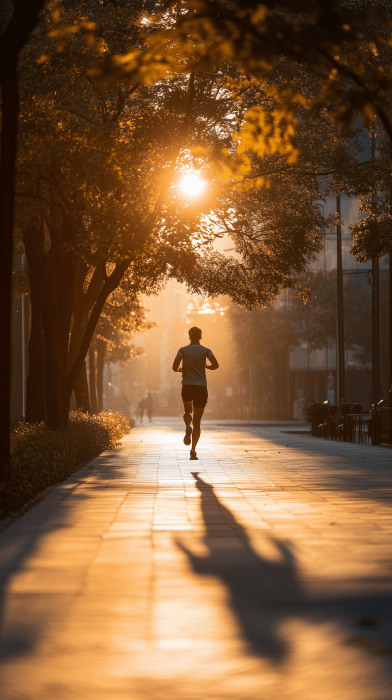 Determined Runner at Sunset