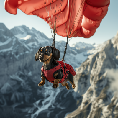 Dachshund in a Parachute Harness