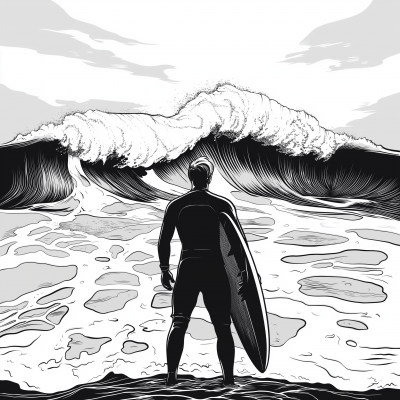 Surfer by the Ocean