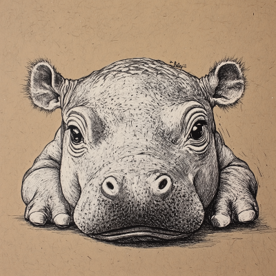 Cute Baby Hippo Illustration