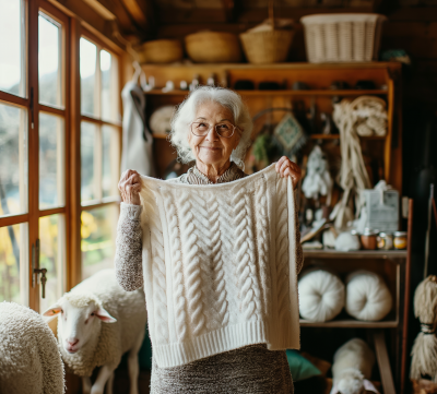 Elderly Woman in Cozy Cottage