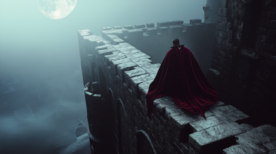 Dracula Crawling on Castle Wall