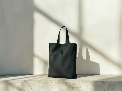 Stylish Black Canvas Tote Mockup