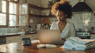 Woman Managing Finances at Home