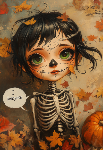 Sugar Skull Girl in Autumn