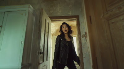 Surprised Woman at Doorway