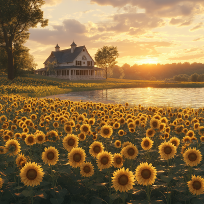 Sunset at the Sunflower Farm