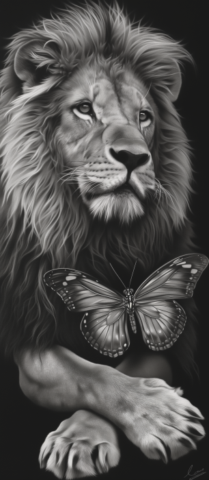 Lion and Autism Butterfly Tattoo Design