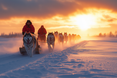 Dog Sledges in Snow