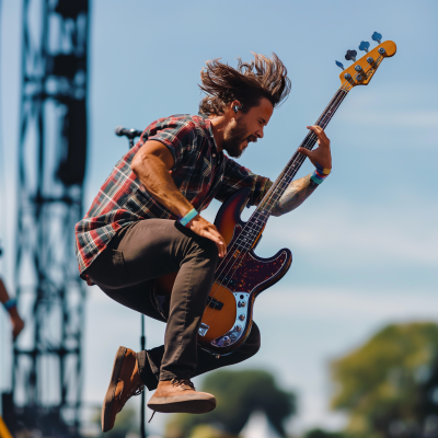 Male Artist Jumping at Festival