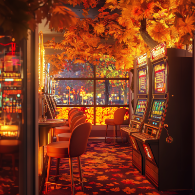 Cozy Fall Interior with Slot Machine