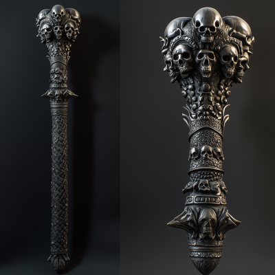 Flanged Mace with Skull Decorations