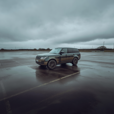 Dirty Land Rover in Parking Lot